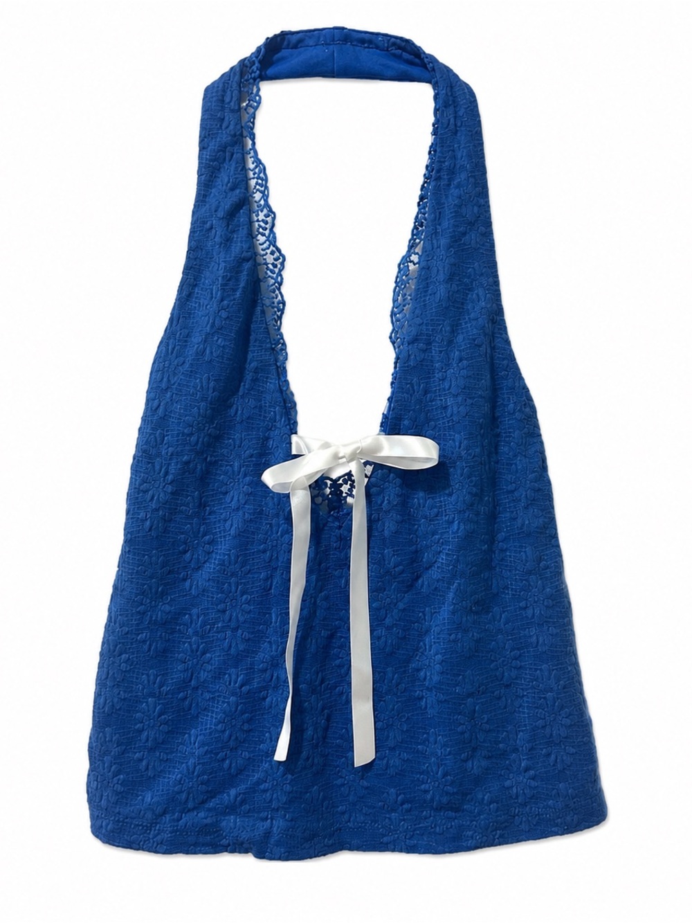 Wild Fable Blue Lace Halter Top XXS Coquette Y2K Bow Front Tank Top nwt
